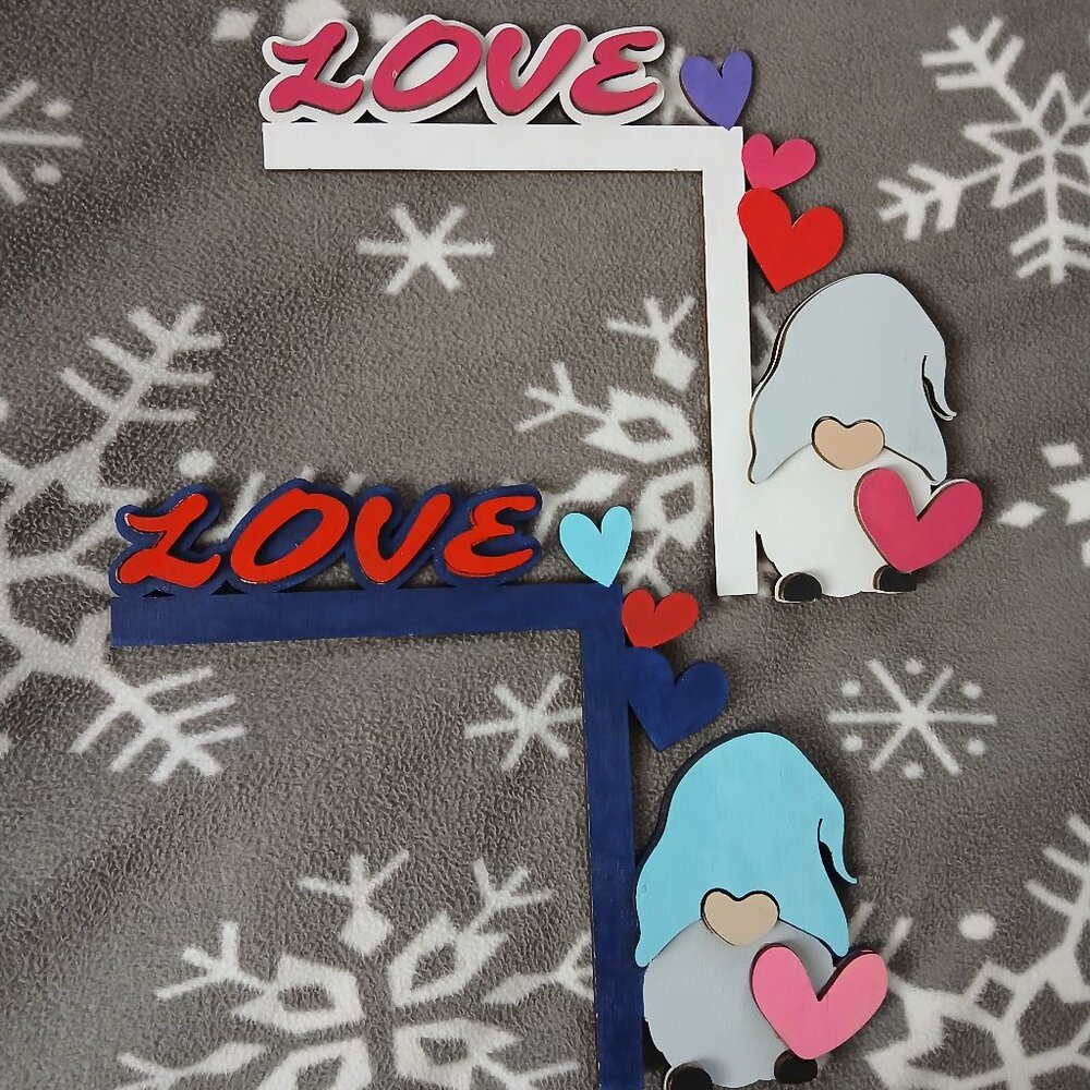 Valentine Day- Love, Gnome and Heart Wood Door Corner Decoration Set